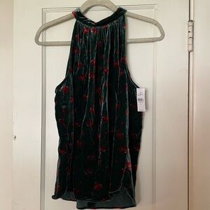 High neck velvet tank
